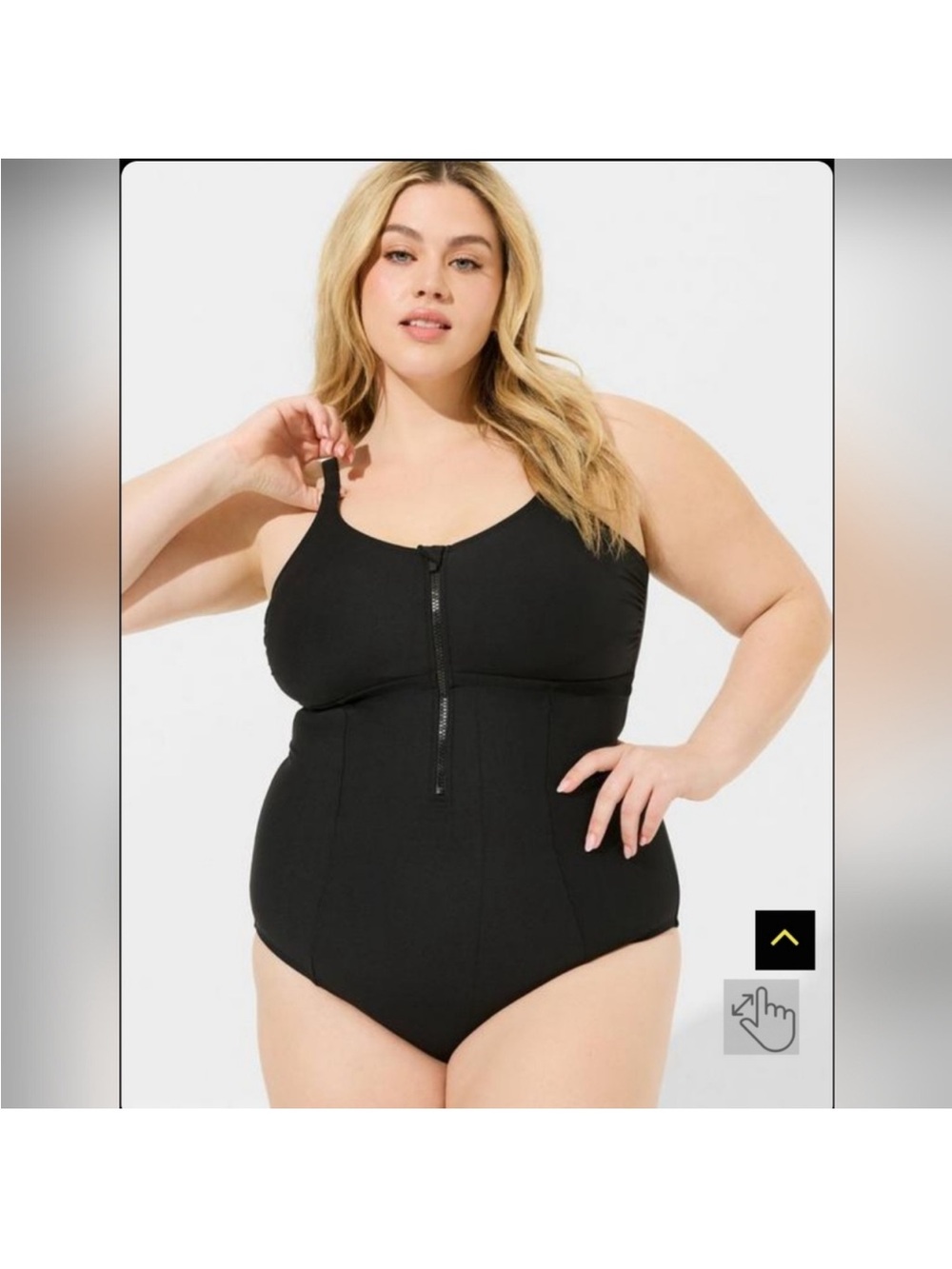 Torrid corset shape with Black Front-Zip One-Piece Swimsuit 1x new see note